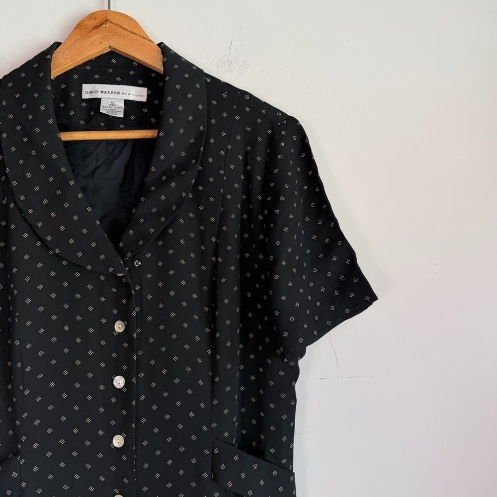 Vtg David Warren NY Button Front Maxi Shirt Dress Sz 12 Geometric Print 90s - Picture 5 of 11